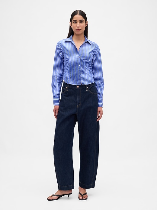 camicia corta aderente in cotone biologico
