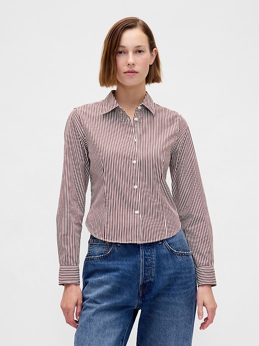 camicia corta aderente in cotone biologico
