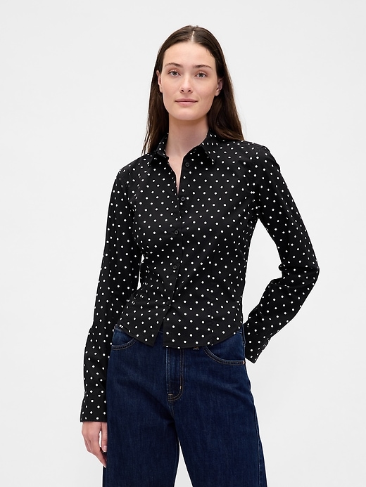 camicia corta aderente in cotone biologico