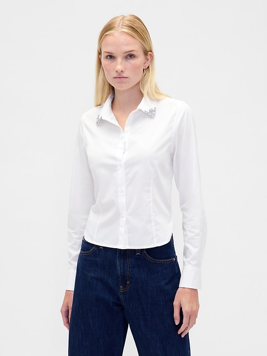 camicia corta aderente in cotone biologico