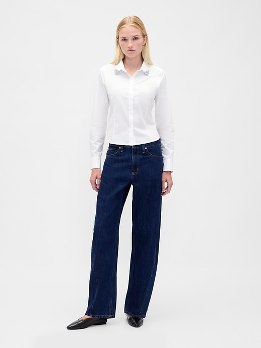 camicia corta aderente in cotone biologico
