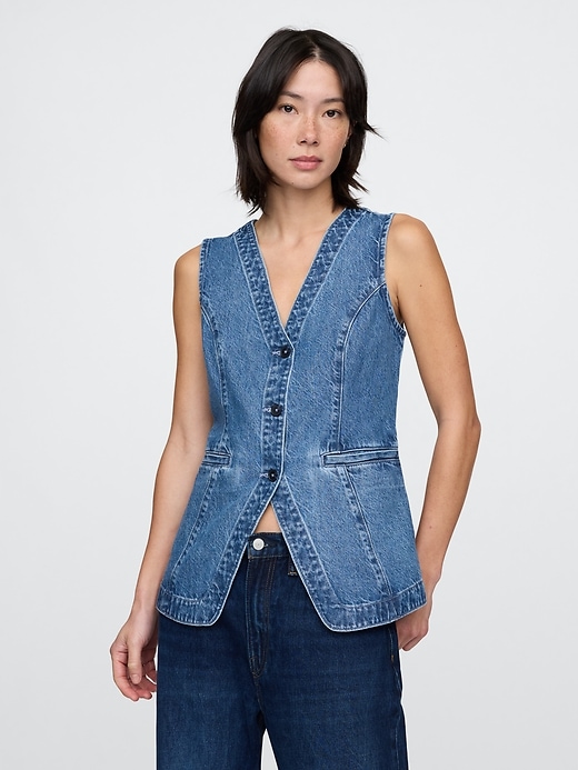 gilet lungo in denim