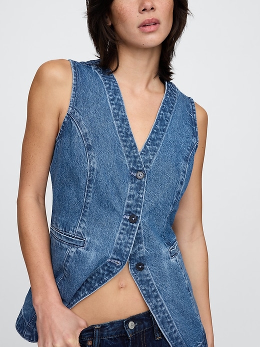 gilet lungo in denim