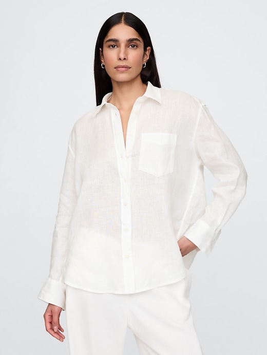 camicia oversize in lino 100