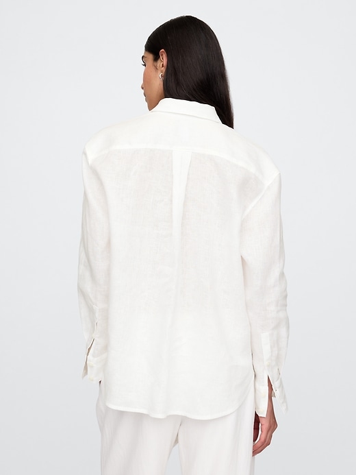 camicia oversize in lino 100
