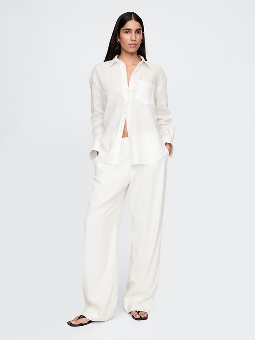camicia oversize in lino 100