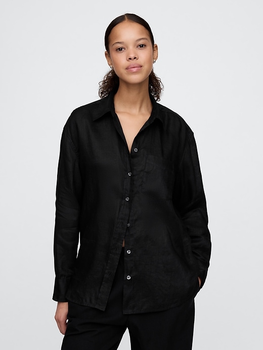 camicia oversize in lino 100
