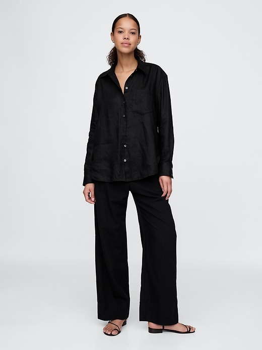 camicia oversize in lino 100