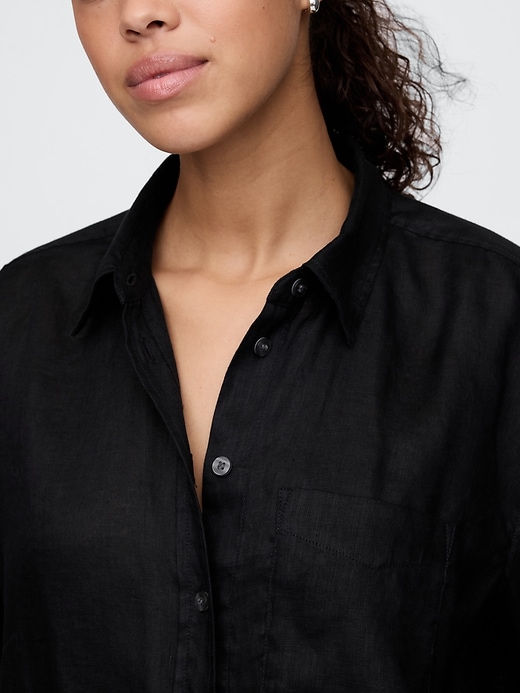 camicia oversize in lino 100
