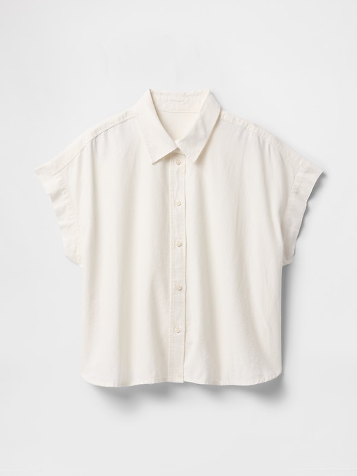 camicia corta in misto lino