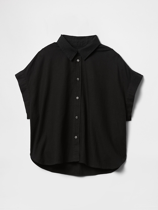 camicia corta in misto lino