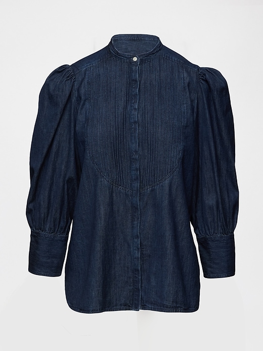 camicia in denim con maniche a sbuffo gap × hfr di ngai