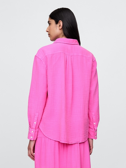 camicia in garza di cotone con bottoni