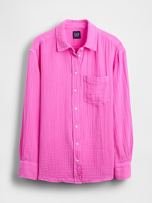 camicia in garza di cotone con bottoni