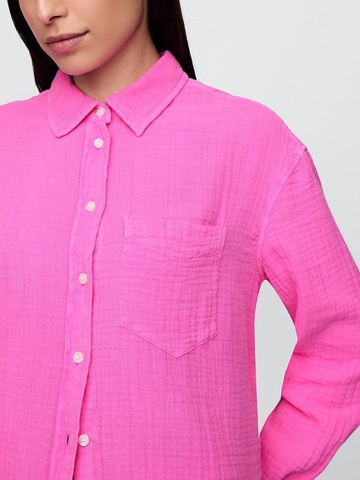 camicia in garza di cotone con bottoni