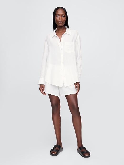 camicia in garza di cotone con bottoni