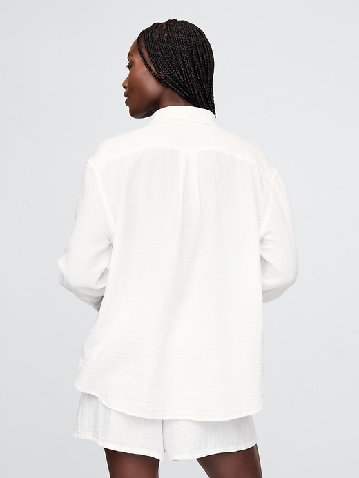 camicia in garza di cotone con bottoni