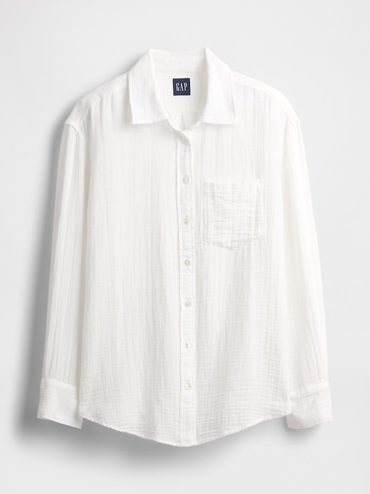 camicia in garza di cotone con bottoni