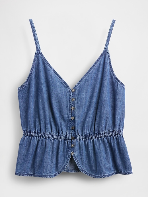 canotta con peplo in denim