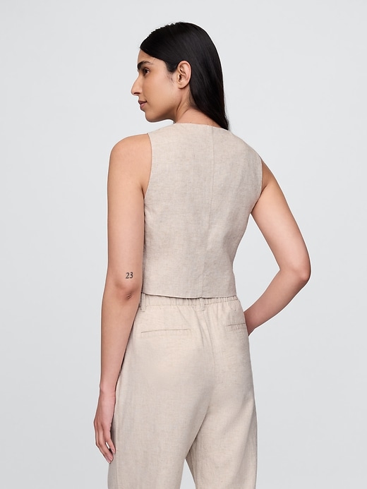 gilet corto in misto lino con nodo sul davanti
