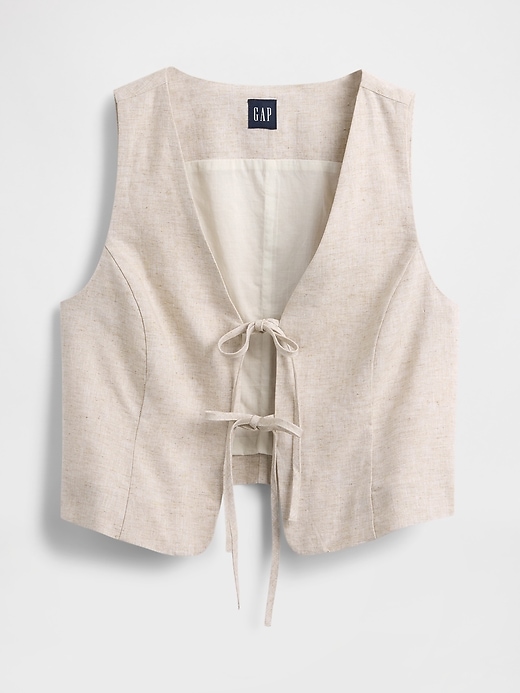 gilet corto in misto lino con nodo sul davanti