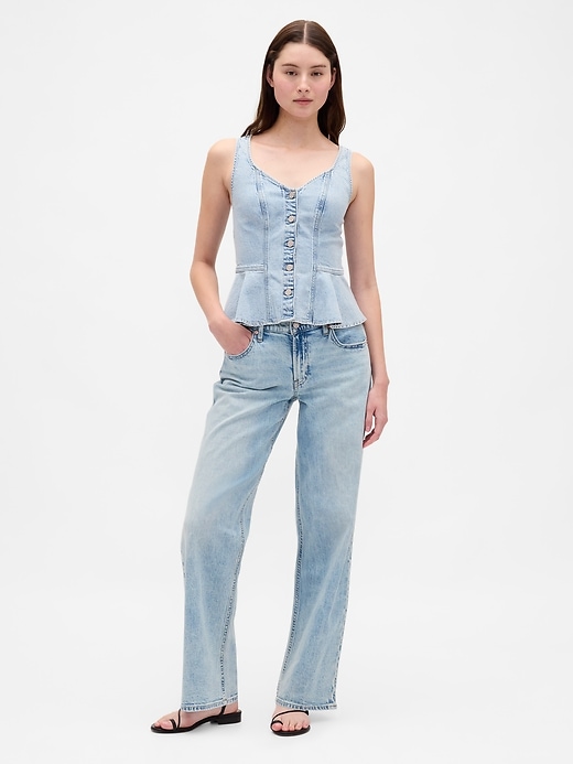 canotta in denim con peplo