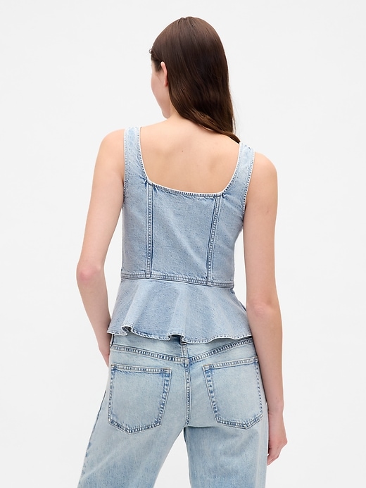 canotta in denim con peplo
