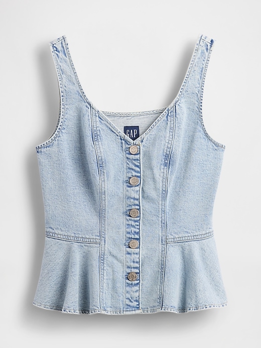 canotta in denim con peplo