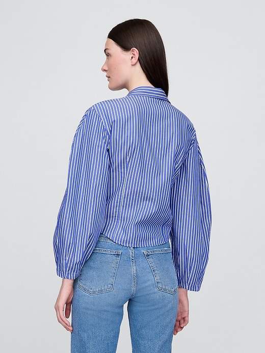 camicia a maniche a palloncino in popeline di cotone biologico