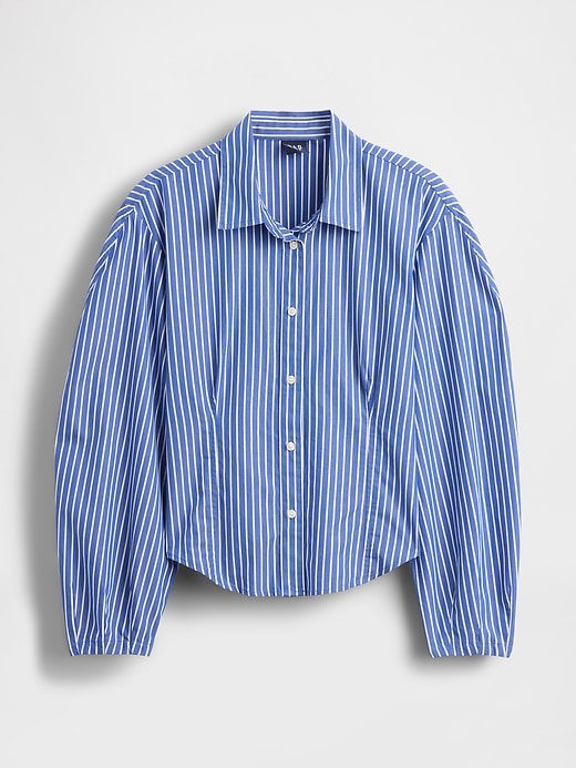 camicia a maniche a palloncino in popeline di cotone biologico