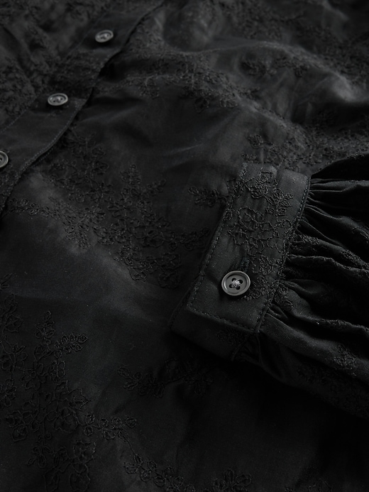 camicia floreale in voile trasparente