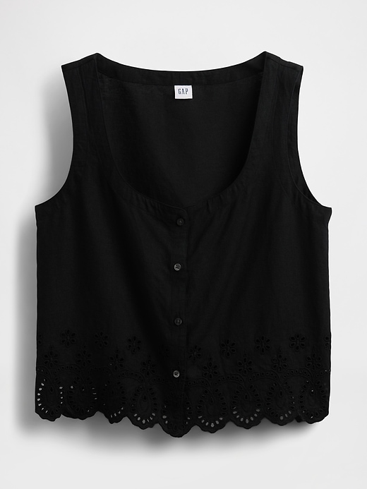 gilet ricamato in misto lino