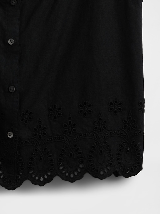 gilet ricamato in misto lino