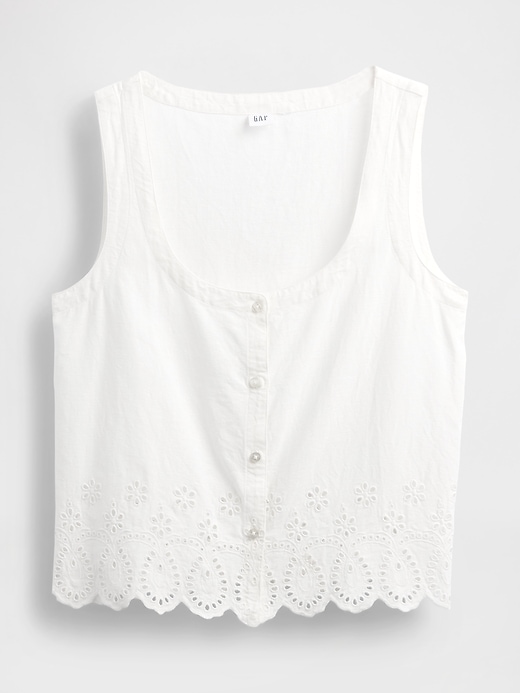gilet ricamato in misto lino