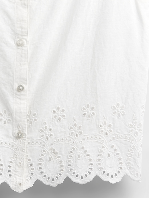 gilet ricamato in misto lino