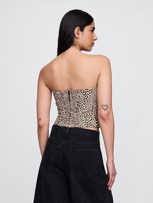 top corto senza spalline in misto lino con corsetto