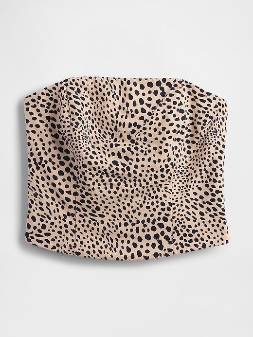 top corto senza spalline in misto lino con corsetto
