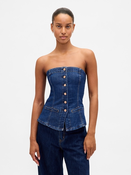 gilet senza spalline in denim