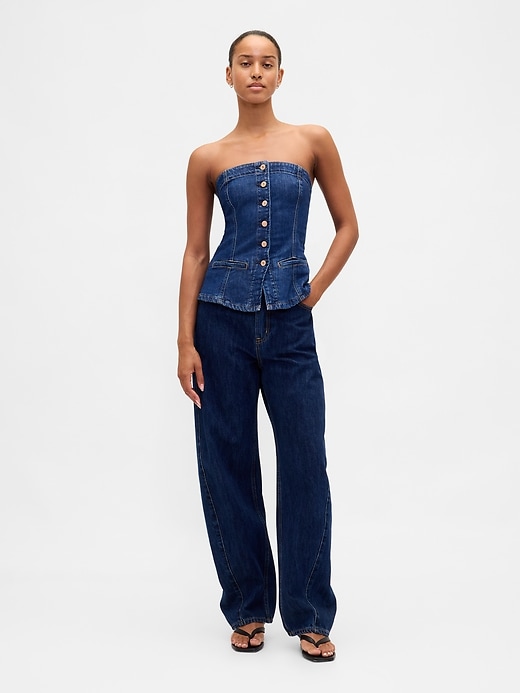 gilet senza spalline in denim