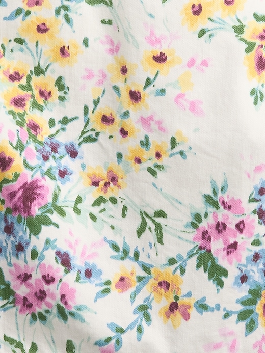 canotta corta con stampa floreale in denim