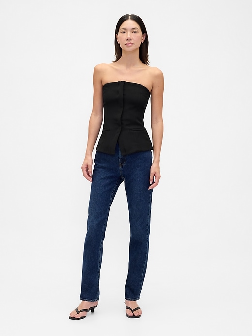 top corsetto bistretch senza spalline