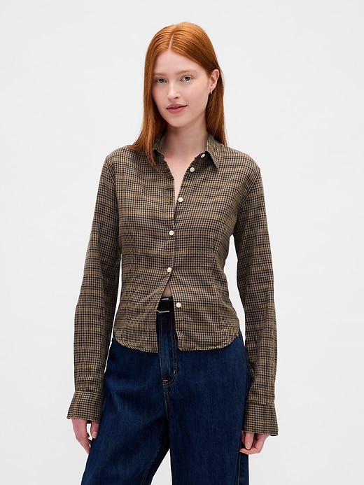 camicia a quadri attillata in flanella