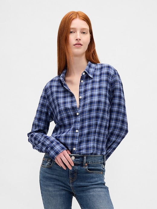 camicia a quadri attillata in flanella
