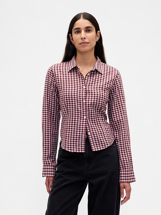 camicia a quadri attillata in flanella