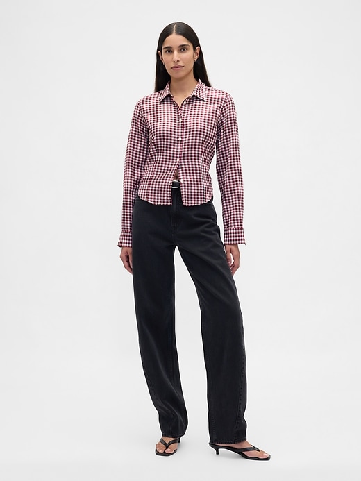 camicia a quadri attillata in flanella