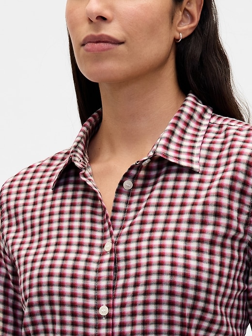camicia a quadri attillata in flanella