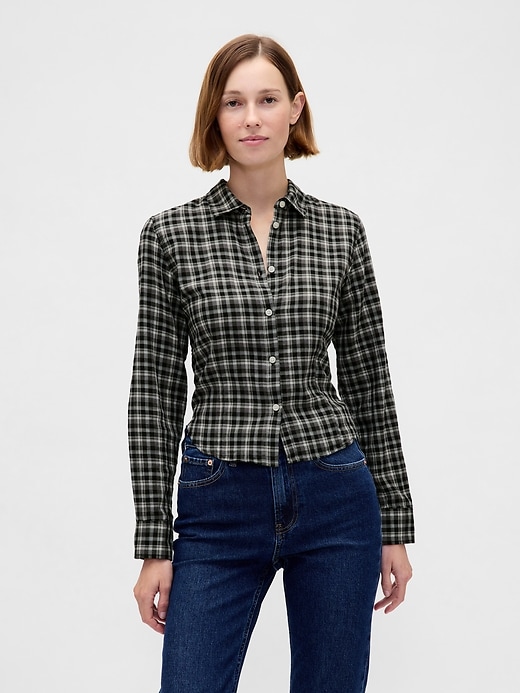 camicia a quadri attillata in flanella