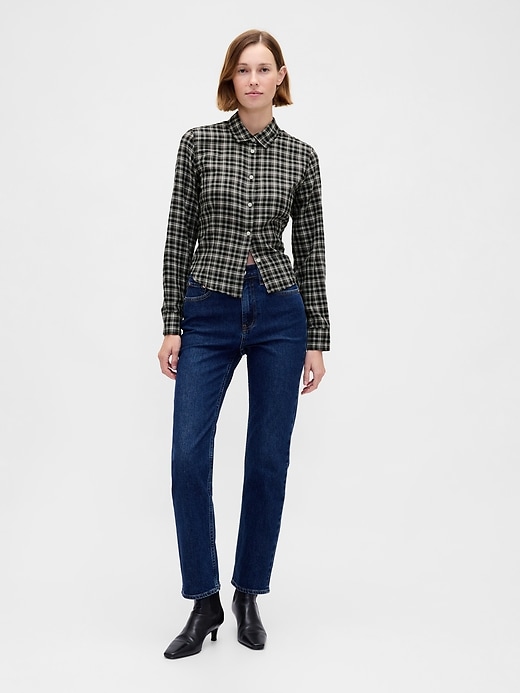 camicia a quadri attillata in flanella