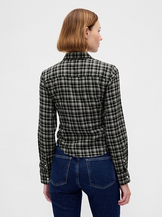 camicia a quadri attillata in flanella