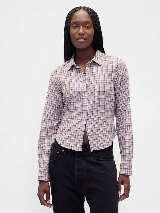 camicia a quadri attillata in flanella